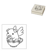 Fliegendes Schwein - Schwein mit Flügeln in einem  Gummistempel (Stempel)
