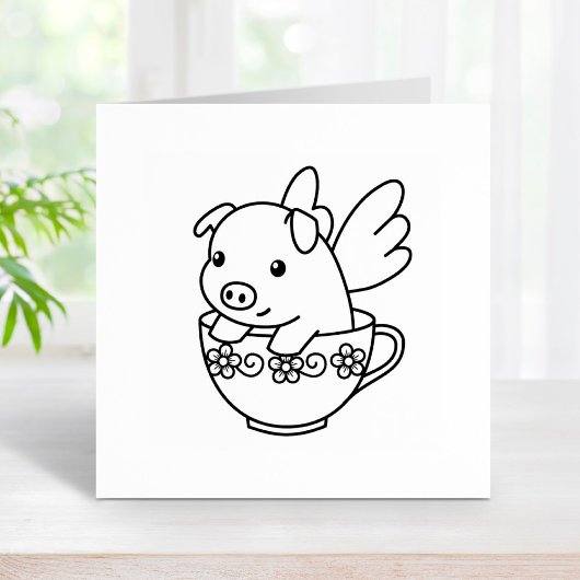 Fliegendes Schwein - Schwein mit Flügeln in einem Gummistempel