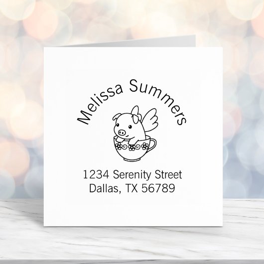 Fliegendes Schwein - Schwein mit Flügeln in einem Permastempel