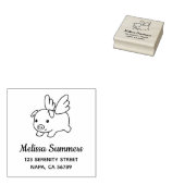 Fliegendes Schwein - Schwein mit Wings-Adresse Gummistempel (Stempel)