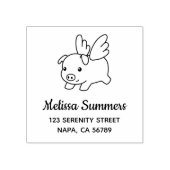 Fliegendes Schwein - Schwein mit Wings-Adresse Gummistempel (Prägung)