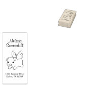 Fliegendes Schwein - Schwein mit Wings-Adresse Gummistempel (Stempel)