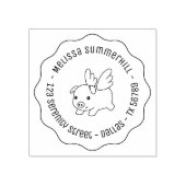 Fliegendes Schwein, Schwein mit Wings Round Addres Gummistempel (Prägung)