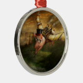 Fliegendes Schwein - Steampunk - Das fliegende Sch Silbernes Ornament (Rechts)