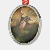 Fliegendes Schwein - Steampunk - Das fliegende Sch Silbernes Ornament (Links)