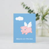 Fliegendes Schwein Vermisst Postkarte (Stehend Vorderseite)