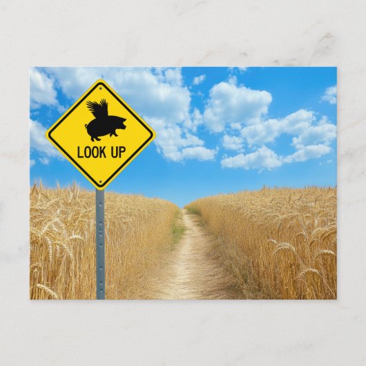 Fliegendes-Schwein-Wegweiser-Postkarte Postkarte (Vorderseite)