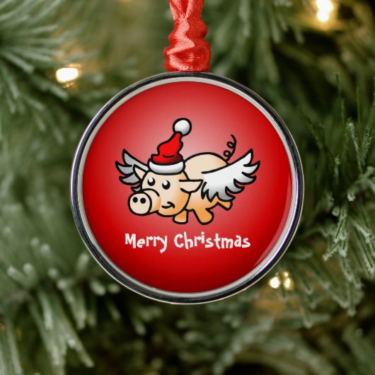 Fliegendes Schwein Weihnachten Ornament Aus Metall (Baum)