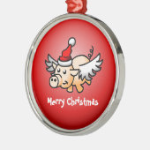 Fliegendes Schwein Weihnachten Ornament Aus Metall (Links)