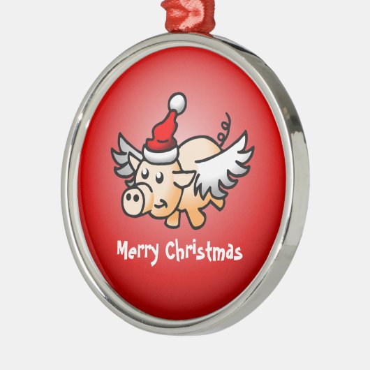 Fliegendes Schwein Weihnachten Ornament Aus Metall (Links)