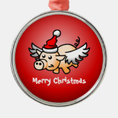 Fliegendes Schwein Weihnachten Ornament Aus Metall (Vorne)