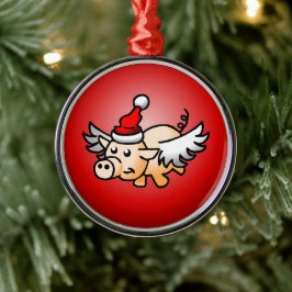 Fliegendes Schwein Weihnachten Ornament Aus Metall