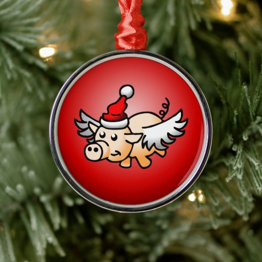 Fliegendes Schwein Weihnachten Ornament Aus Metall (Baum)