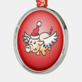 Fliegendes Schwein Weihnachten Ornament Aus Metall (Links)