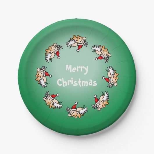 Fliegendes Schwein Weihnachten Pappteller (Vorderseite)