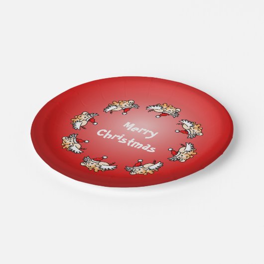 Fliegendes Schwein Weihnachten Pappteller (Schrägansicht)