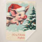 Fliegendes Schwein Weihnachten Sherpadecke (Vorderseite)