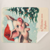 Fliegendes Schwein Weihnachten Sherpadecke (Vorderseite (Horizontal))
