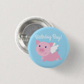 Fliegendes Schweine Niedlich 1. Geburtstag-Button- Button (Vorne & Hinten)