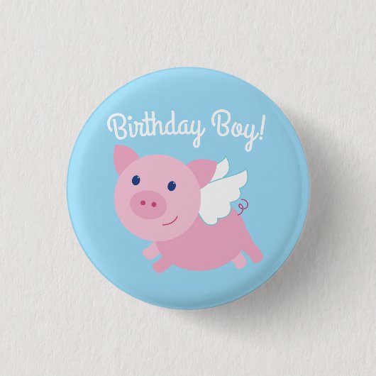 Fliegendes Schweine Niedlich 1. Geburtstag-Button- Button (Vorderseite)