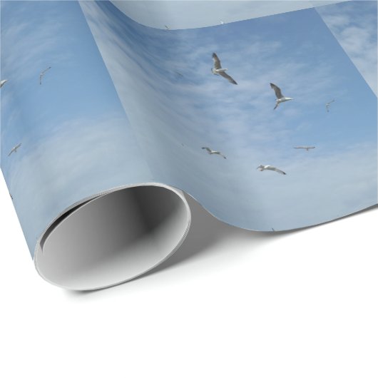 Fliegendes Seagulls Wrapping Paper Geschenkpapier (Rolleneckpunkt)