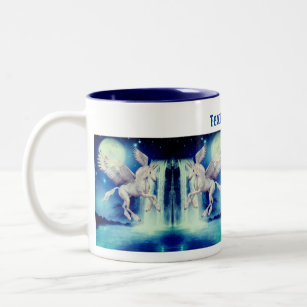 Fliegendes Unicorn Wasserfall Fantasy Personalisie Zweifarbige Tasse