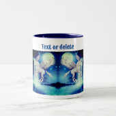 Fliegendes Unicorn Wasserfall Fantasy Personalisie Zweifarbige Tasse (Mittel)