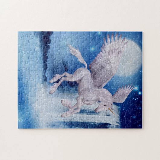 Fliegendes Unicorn Waterfall Fantastische Bergwelt Puzzle (Horizontal)