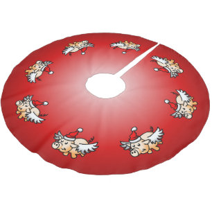 Fliegendes Weihnachtsschwein Polyester Weihnachtsbaumdecke