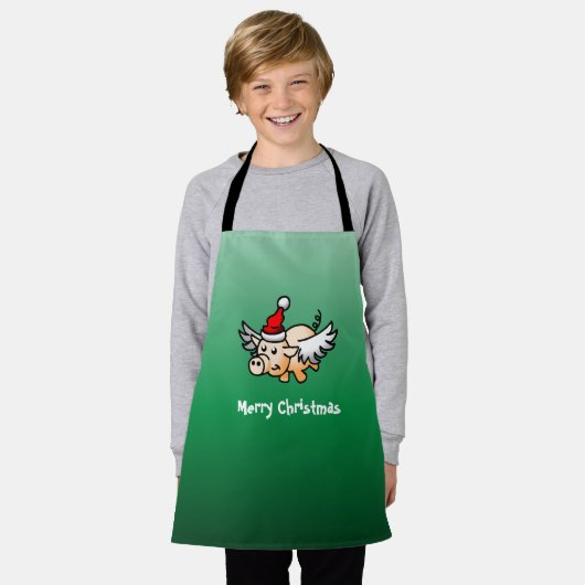 Fliegendes Weihnachtsschwein Schürze (Getragen)