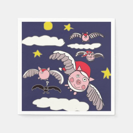 Fliegendes Weihnachtsschwein Serviette (Vorderseite)