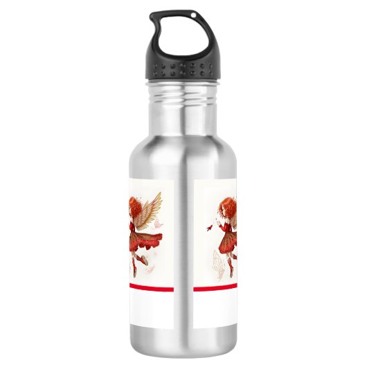 Fliegendes wenig Rote Fairy Fantasy Art Edelstahlflasche (Rückseite)