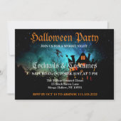 Fliegendes Witch Spooky Halloween-Party Einladung (Vorderseite)