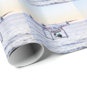 Fliegendrohne an der Küste über Meer Geschenkpapier (Rolleneckpunkt)