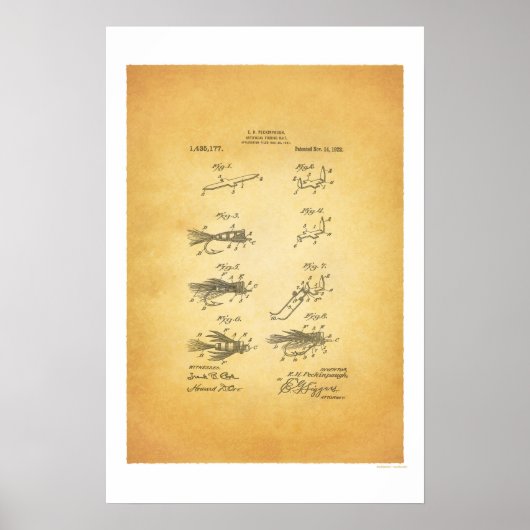 Fliegenfischen 1921 US-Patentposter - E H Peckinpa Poster (Vorne)