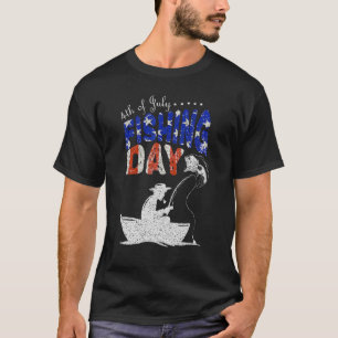 Fliegenfischen 4. Juli Angeltag Fischer Patriotisc T-Shirt