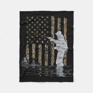 Fliegenfischen Angler Amerikanische Flagge Tarnung Fleecedecke
