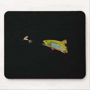 Fliegenfischen Bachforelle Grafik für Angler Mousepad