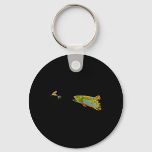 Fliegenfischen Bachforelle Grafik für Angler Schlüsselanhänger