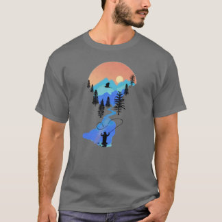 Fliegenfischen Berg Sonnenuntergang Freunde T-Shirt