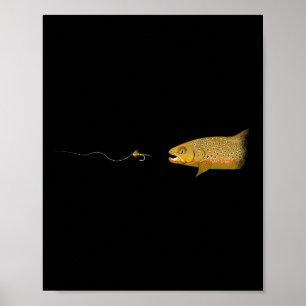 Fliegenfischen Braune Forelle Trockenfliege Binden Poster
