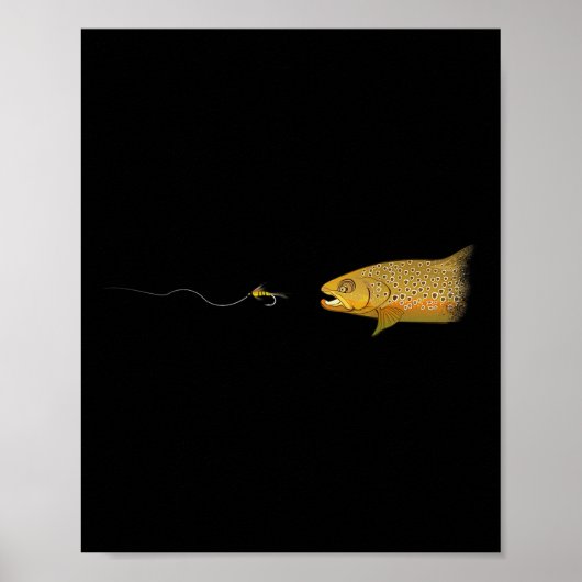 Fliegenfischen Braune Forelle Trockenfliege Binden Poster (Vorne)