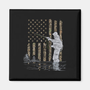 Fliegenfischen Fischer Amerikanische Flagge Tarnun Magnet