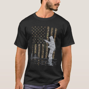 Fliegenfischen Fischer Amerikanische Flagge Tarnun T-Shirt