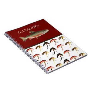 Fliegenfischen Fliegen Rustikal Lachs Notizbuch Notizblock