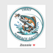 Fliegenfischen-Illustrationslogo Forelle Oberfläch Aufkleber (Blatt)
