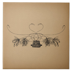Fliegenfischen im Vintage-Art-Stil Fliese