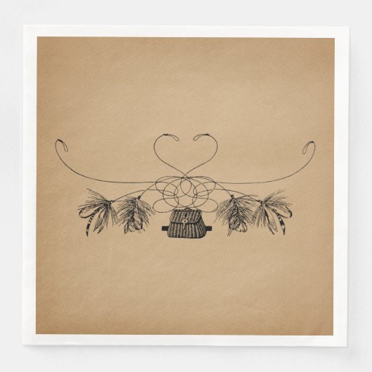 Fliegenfischen im Vintage-Art-Stil Serviette (Vorderseite)