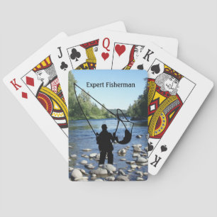 Fliegenfischen mit Angler im Bach Personalisieren Spielkarten