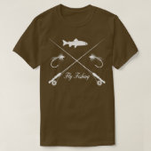Fliegenfischen mit Stangenfliege und Forelle T-Shirt (Design vorne)